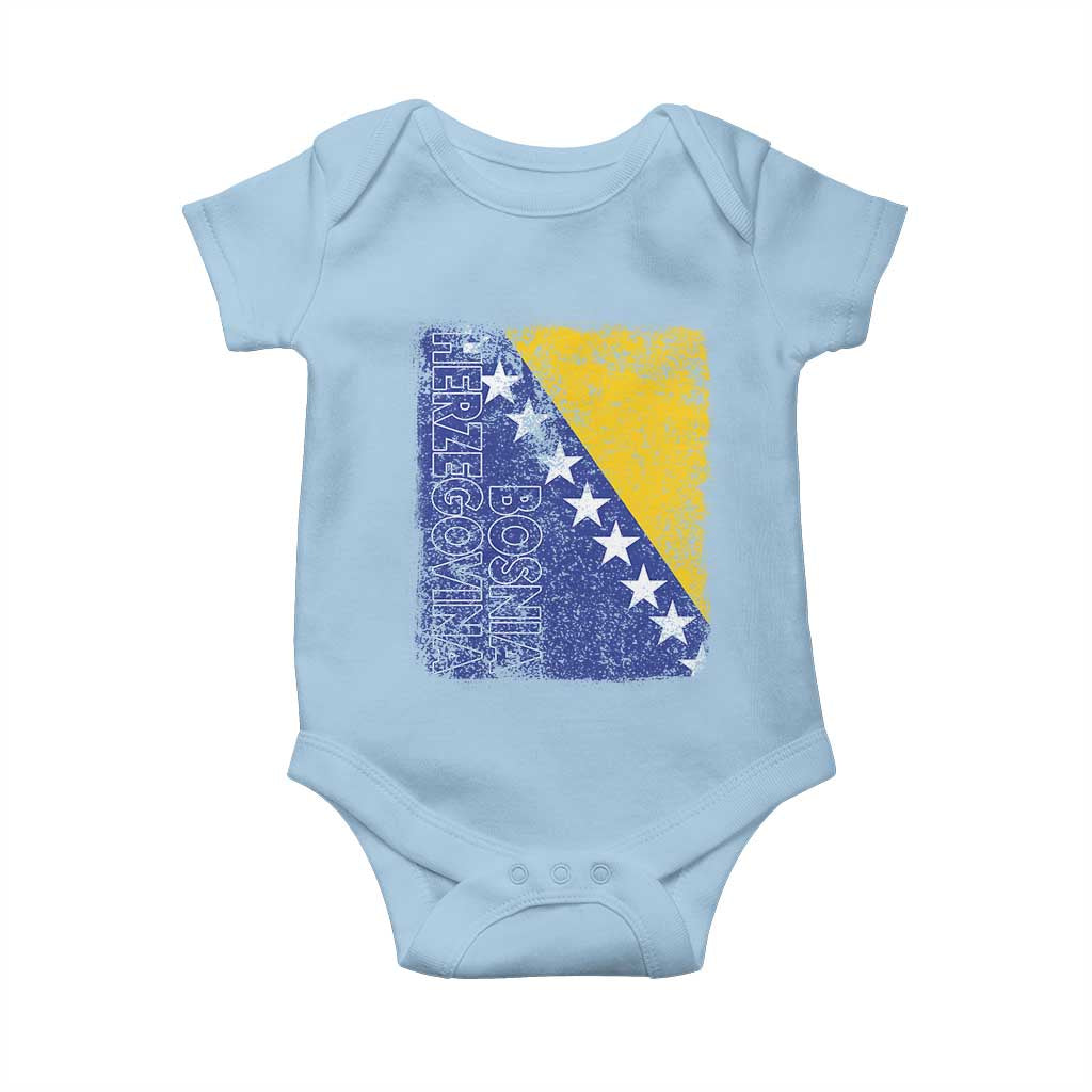 Vintage Grunge Bosnia Herzegovina National Flag Baby Onesie Bosnian Pride Soccer Heritage Sports Fan