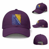Vintage Grunge Bosnia Herzegovina National Flag Baseball Cap Bosnian Pride Soccer Heritage Sports Fan