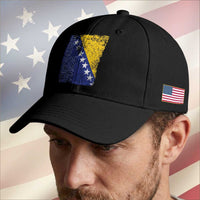 Vintage Grunge Bosnia Herzegovina National Flag Baseball Cap Bosnian Pride Soccer Heritage Sports Fan