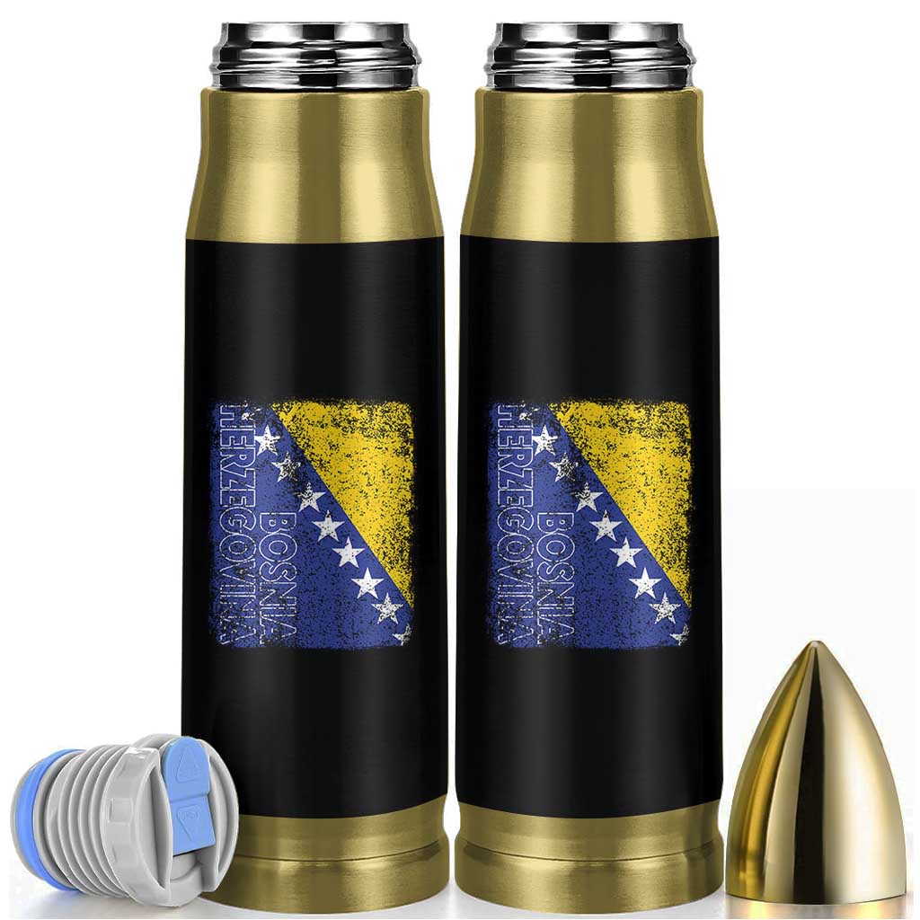 Vintage Grunge Bosnia Herzegovina National Flag Bullet Tumbler Bosnian Pride Soccer Heritage Sports Fan