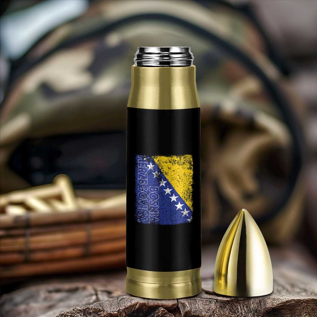 Vintage Grunge Bosnia Herzegovina National Flag Bullet Tumbler Bosnian Pride Soccer Heritage Sports Fan