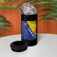 Vintage Grunge Bosnia Herzegovina National Flag 4 in 1 Can Cooler Tumbler Bosnian Pride Soccer Heritage Sports Fan