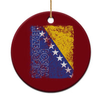 Vintage Grunge Bosnia Herzegovina National Flag Ceramic Ornament Bosnian Pride Soccer Heritage Sports Fan