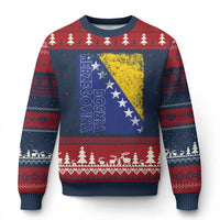 Vintage Grunge Bosnia Herzegovina National Flag Ugly Christmas Sweater Bosnian Pride Soccer Heritage Sports Fan