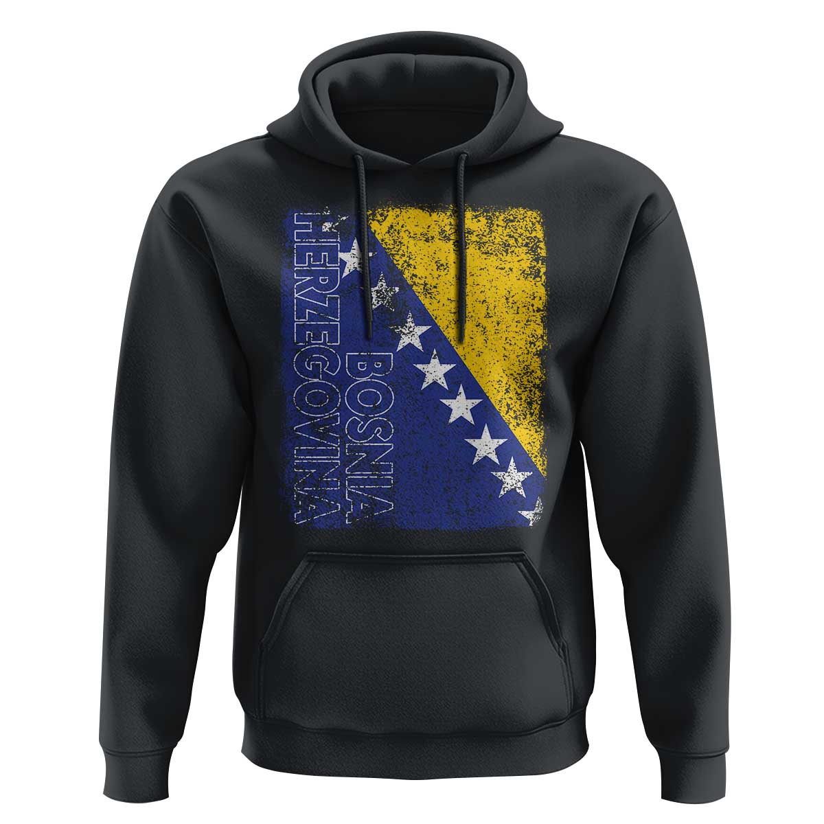 Vintage Grunge Bosnia Herzegovina National Flag Hoodie Bosnian Pride Soccer Heritage Sports Fan