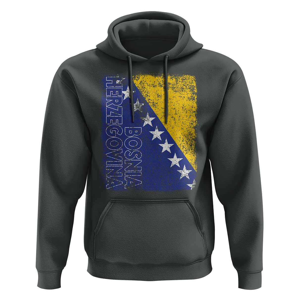 Vintage Grunge Bosnia Herzegovina National Flag Hoodie Bosnian Pride Soccer Heritage Sports Fan