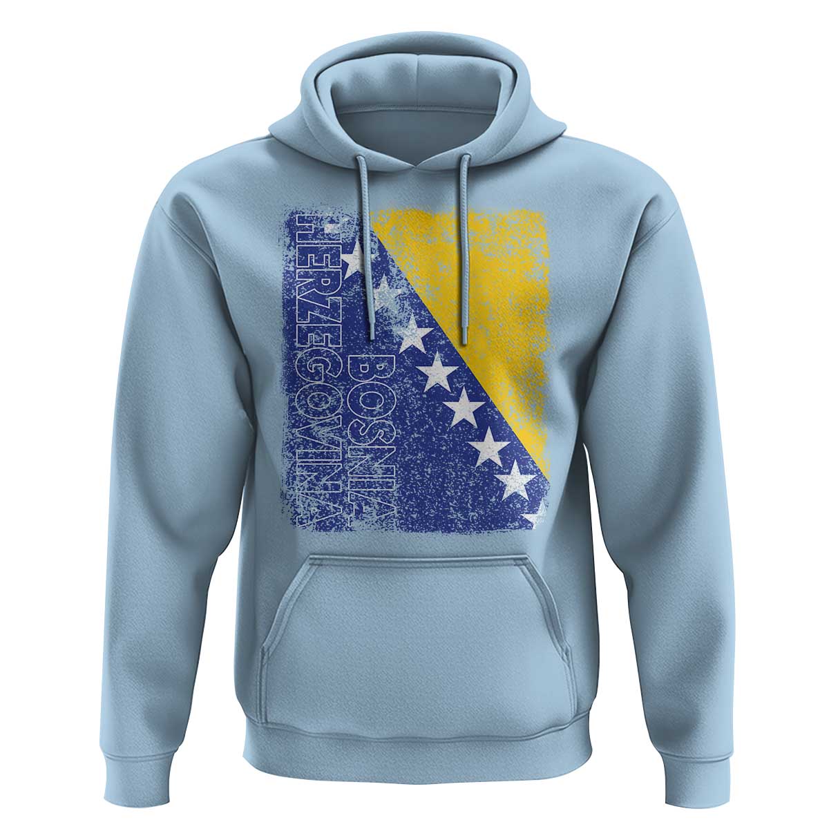 Vintage Grunge Bosnia Herzegovina National Flag Hoodie Bosnian Pride Soccer Heritage Sports Fan