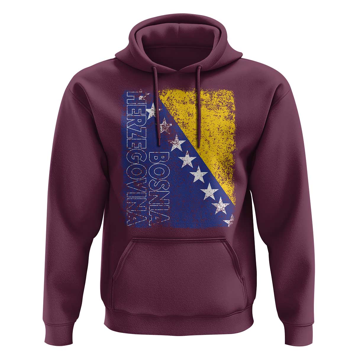 Vintage Grunge Bosnia Herzegovina National Flag Hoodie Bosnian Pride Soccer Heritage Sports Fan