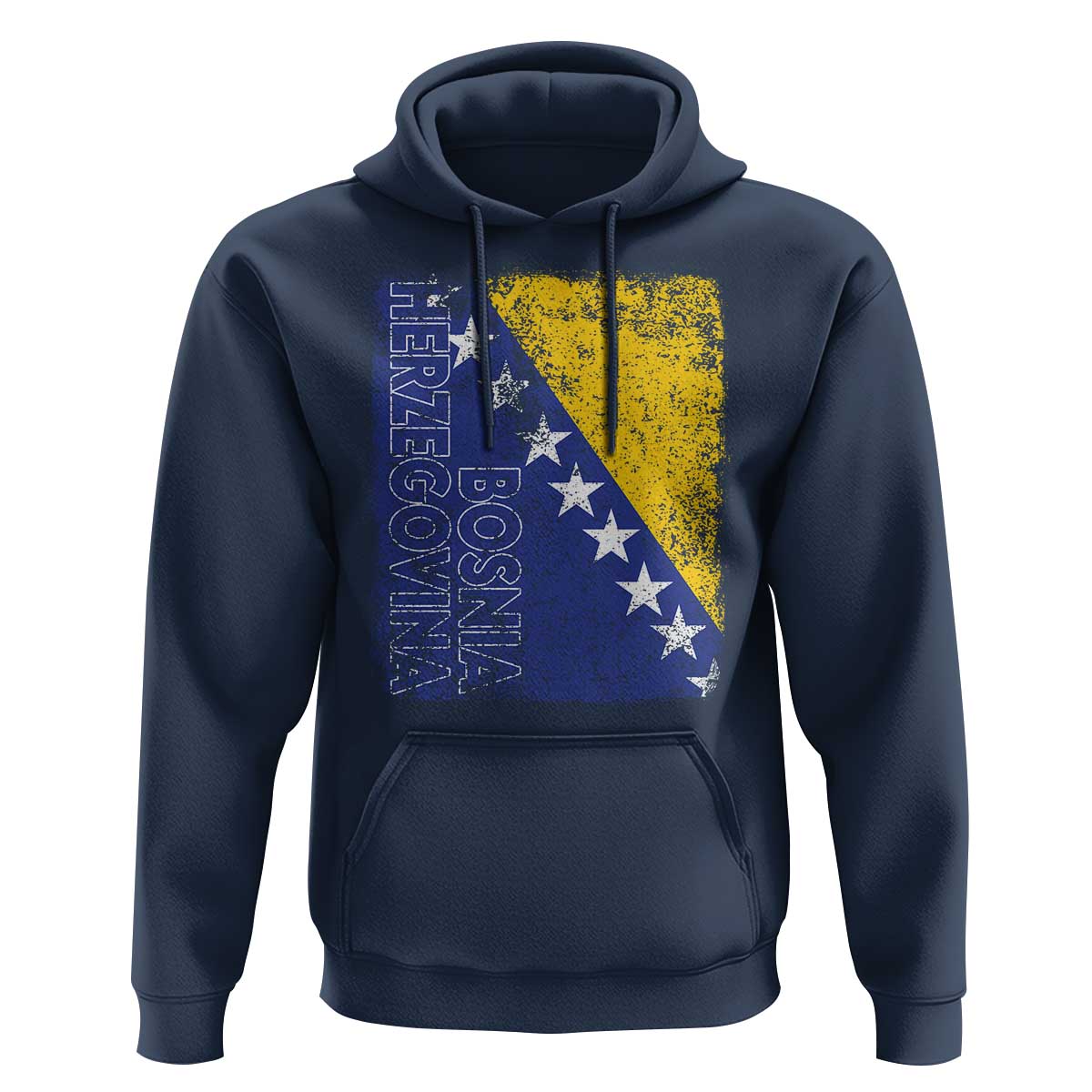 Vintage Grunge Bosnia Herzegovina National Flag Hoodie Bosnian Pride Soccer Heritage Sports Fan
