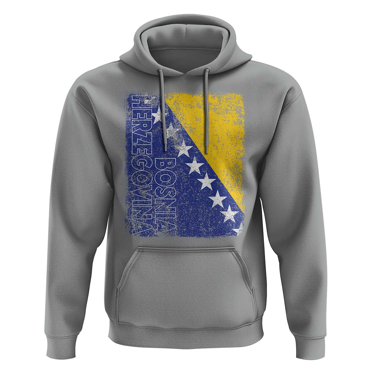 Vintage Grunge Bosnia Herzegovina National Flag Hoodie Bosnian Pride Soccer Heritage Sports Fan