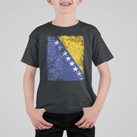 Vintage Grunge Bosnia Herzegovina National Flag T Shirt For Kid Bosnian Pride Soccer Heritage Sports Fan