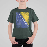 Vintage Grunge Bosnia Herzegovina National Flag T Shirt For Kid Bosnian Pride Soccer Heritage Sports Fan