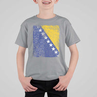 Vintage Grunge Bosnia Herzegovina National Flag T Shirt For Kid Bosnian Pride Soccer Heritage Sports Fan