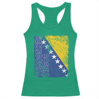 Vintage Grunge Bosnia Herzegovina National Flag Racerback Tank Top Bosnian Pride Soccer Heritage Sports Fan