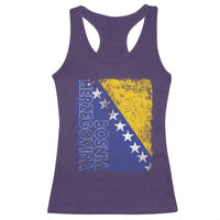 Vintage Grunge Bosnia Herzegovina National Flag Racerback Tank Top Bosnian Pride Soccer Heritage Sports Fan