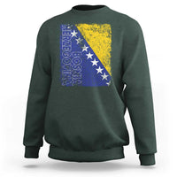 Vintage Grunge Bosnia Herzegovina National Flag Sweatshirt Bosnian Pride Soccer Heritage Sports Fan