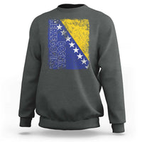 Vintage Grunge Bosnia Herzegovina National Flag Sweatshirt Bosnian Pride Soccer Heritage Sports Fan