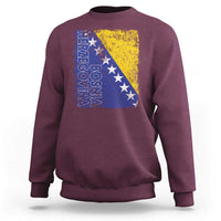 Vintage Grunge Bosnia Herzegovina National Flag Sweatshirt Bosnian Pride Soccer Heritage Sports Fan
