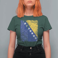 Vintage Grunge Bosnia Herzegovina National Flag T Shirt For Women Bosnian Pride Soccer Heritage Sports Fan
