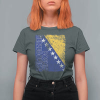 Vintage Grunge Bosnia Herzegovina National Flag T Shirt For Women Bosnian Pride Soccer Heritage Sports Fan
