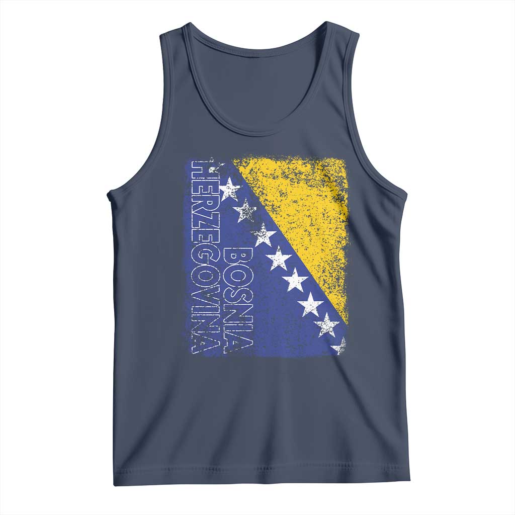 Vintage Grunge Bosnia Herzegovina National Flag Tank Top Bosnian Pride Soccer Heritage Sports Fan