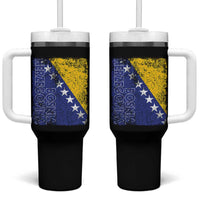 Vintage Grunge Bosnia Herzegovina National Flag Tumbler With Handle Bosnian Pride Soccer Heritage Sports Fan