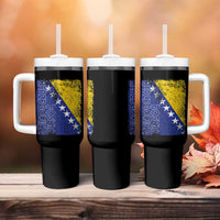Vintage Grunge Bosnia Herzegovina National Flag Tumbler With Handle Bosnian Pride Soccer Heritage Sports Fan