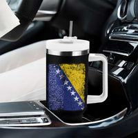 Vintage Grunge Bosnia Herzegovina National Flag Tumbler With Handle Bosnian Pride Soccer Heritage Sports Fan