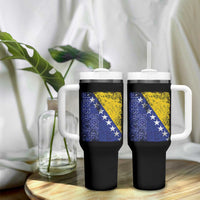 Vintage Grunge Bosnia Herzegovina National Flag Tumbler With Handle Bosnian Pride Soccer Heritage Sports Fan