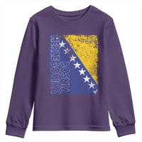 Vintage Grunge Bosnia Herzegovina National Flag Youth Sweatshirt Bosnian Pride Soccer Heritage Sports Fan