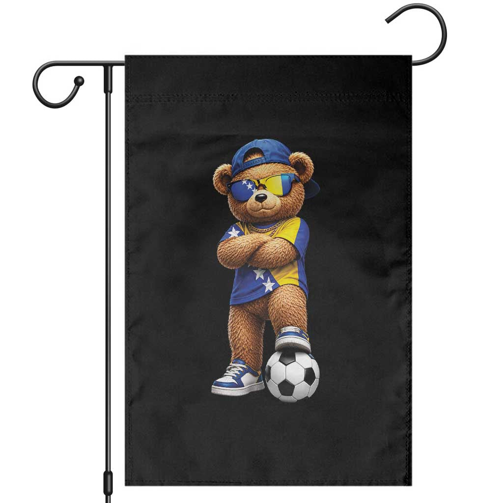 Cool Bosnia Herzegovina Flag Teddy Bear Soccer Fan Garden Flag BIH Bosnian Heritage Football Lovers