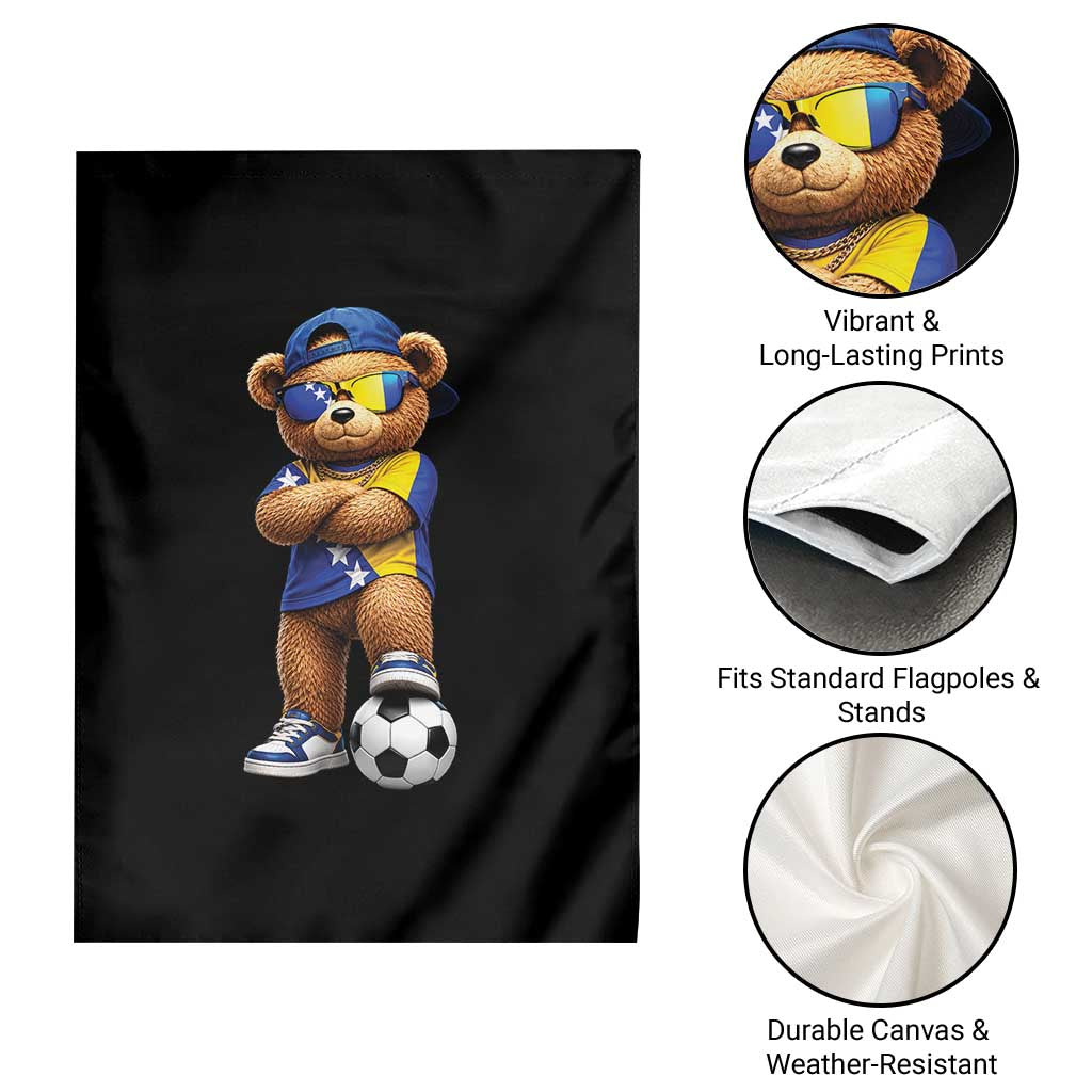 Cool Bosnia Herzegovina Flag Teddy Bear Soccer Fan Garden Flag BIH Bosnian Heritage Football Lovers