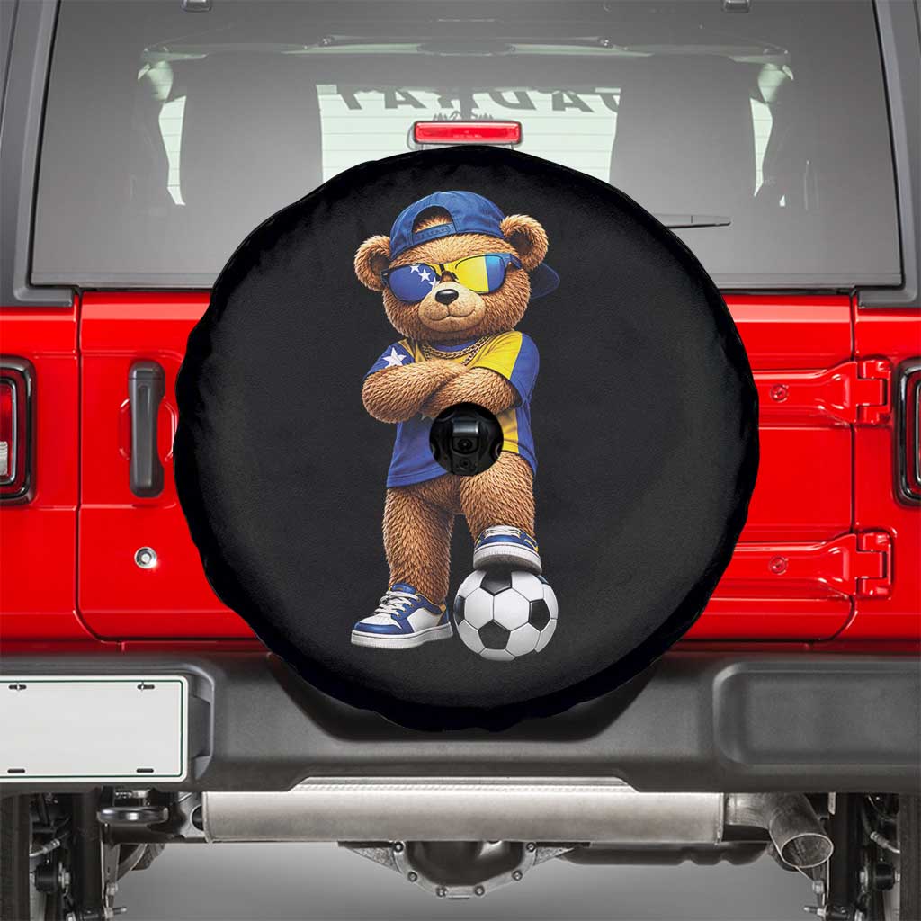 Cool Bosnia Herzegovina Flag Teddy Bear Soccer Fan Spare Tire Cover BIH Bosnian Heritage Football Lovers