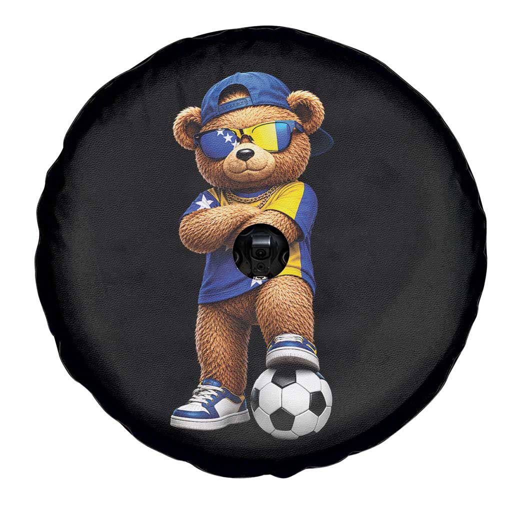 Cool Bosnia Herzegovina Flag Teddy Bear Soccer Fan Spare Tire Cover BIH Bosnian Heritage Football Lovers
