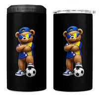 Cool Bosnia Herzegovina Flag Teddy Bear Soccer Fan 4 in 1 Can Cooler Tumbler BIH Bosnian Heritage Football Lovers