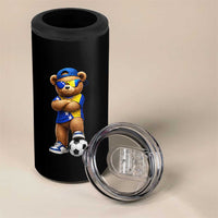 Cool Bosnia Herzegovina Flag Teddy Bear Soccer Fan 4 in 1 Can Cooler Tumbler BIH Bosnian Heritage Football Lovers