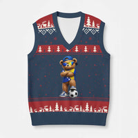 Cool Bosnia Herzegovina Flag Teddy Bear Soccer Fan V-Neck Knit Sweater Vest BIH Bosnian Heritage Football Lovers