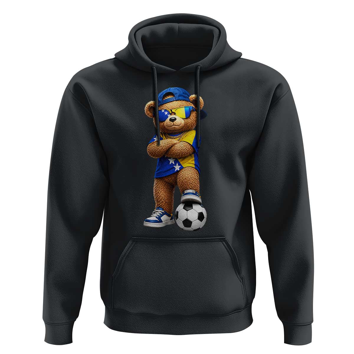 Cool Bosnia Herzegovina Flag Teddy Bear Soccer Fan Hoodie BIH Bosnian Heritage Football Lovers