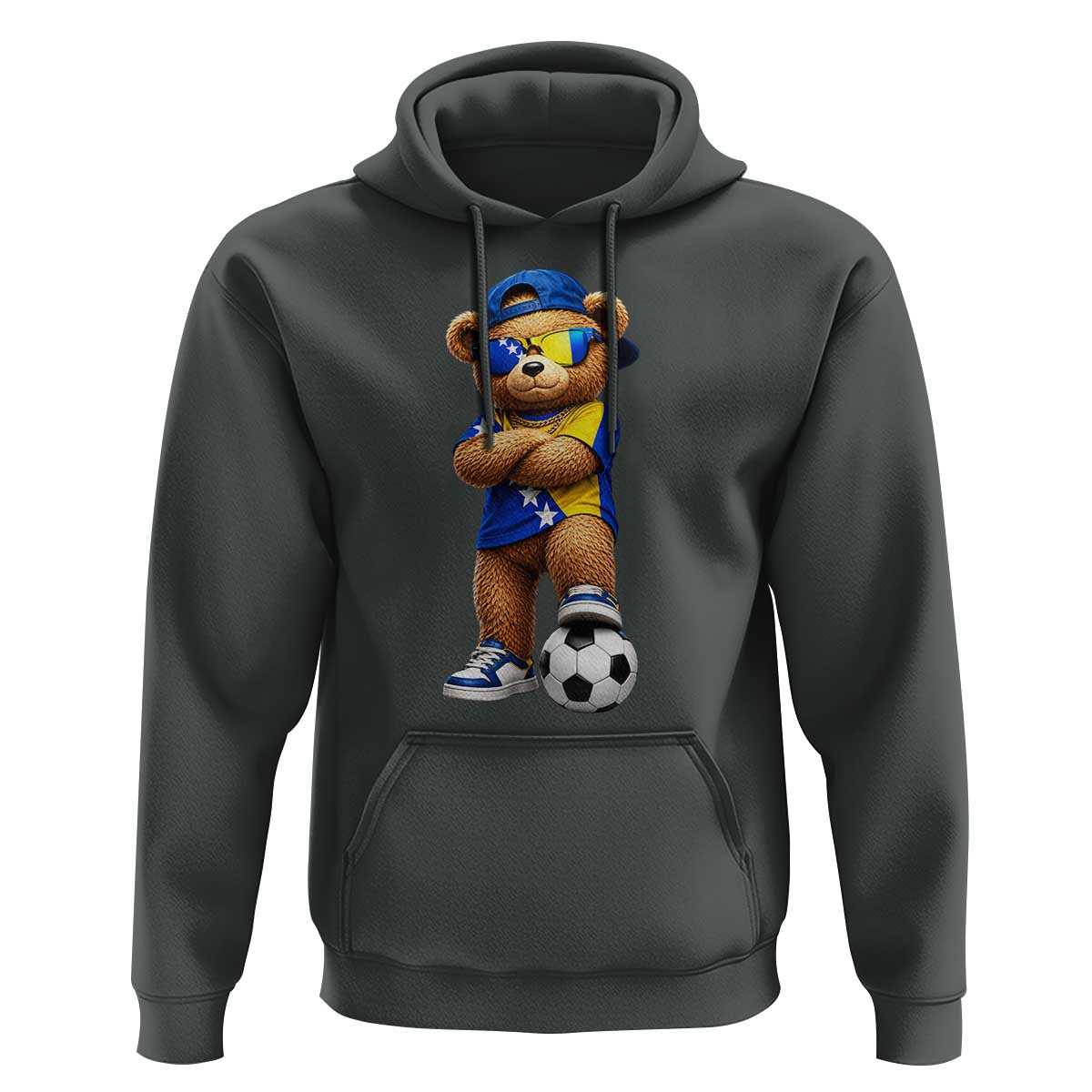 Cool Bosnia Herzegovina Flag Teddy Bear Soccer Fan Hoodie BIH Bosnian Heritage Football Lovers