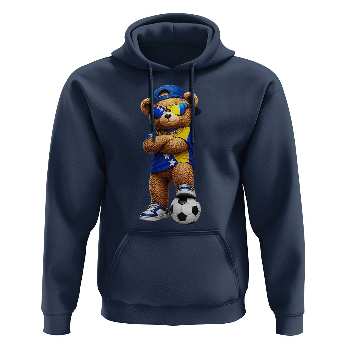 Cool Bosnia Herzegovina Flag Teddy Bear Soccer Fan Hoodie BIH Bosnian Heritage Football Lovers