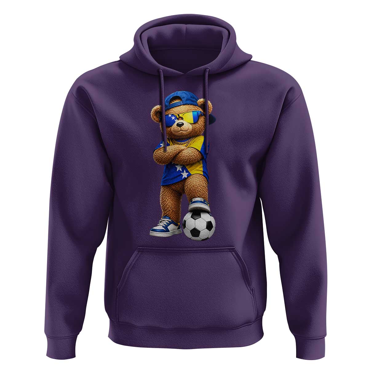Cool Bosnia Herzegovina Flag Teddy Bear Soccer Fan Hoodie BIH Bosnian Heritage Football Lovers