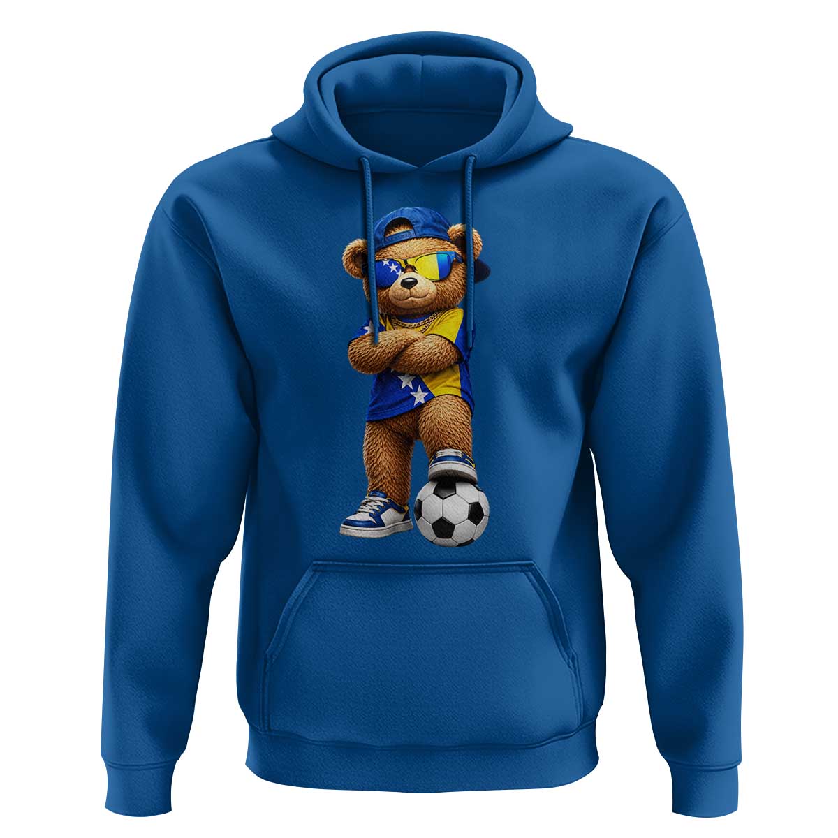 Cool Bosnia Herzegovina Flag Teddy Bear Soccer Fan Hoodie BIH Bosnian Heritage Football Lovers