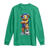 Cool Bosnia Herzegovina Flag Teddy Bear Soccer Fan Long Sleeve Shirt BIH Bosnian Heritage Football Lovers