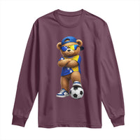 Cool Bosnia Herzegovina Flag Teddy Bear Soccer Fan Long Sleeve Shirt BIH Bosnian Heritage Football Lovers
