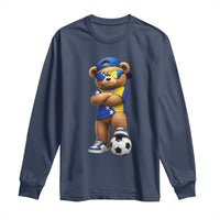Cool Bosnia Herzegovina Flag Teddy Bear Soccer Fan Long Sleeve Shirt BIH Bosnian Heritage Football Lovers