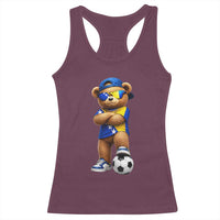 Cool Bosnia Herzegovina Flag Teddy Bear Soccer Fan Racerback Tank Top BIH Bosnian Heritage Football Lovers