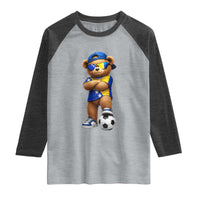 Cool Bosnia Herzegovina Flag Teddy Bear Soccer Fan Raglan Shirt BIH Bosnian Heritage Football Lovers