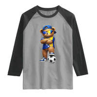Cool Bosnia Herzegovina Flag Teddy Bear Soccer Fan Raglan Shirt BIH Bosnian Heritage Football Lovers