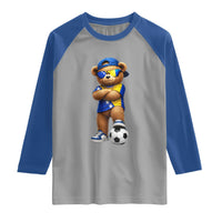 Cool Bosnia Herzegovina Flag Teddy Bear Soccer Fan Raglan Shirt BIH Bosnian Heritage Football Lovers