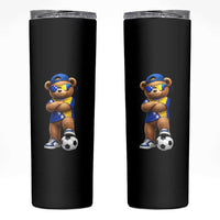 Cool Bosnia Herzegovina Flag Teddy Bear Soccer Fan Skinny Tumbler BIH Bosnian Heritage Football Lovers